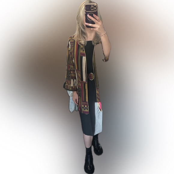 True Vintage 80s/90s Ashley 26 Multicolor Geometric Blazer, Belt & Dress Set 10 - Picture 13 of 13